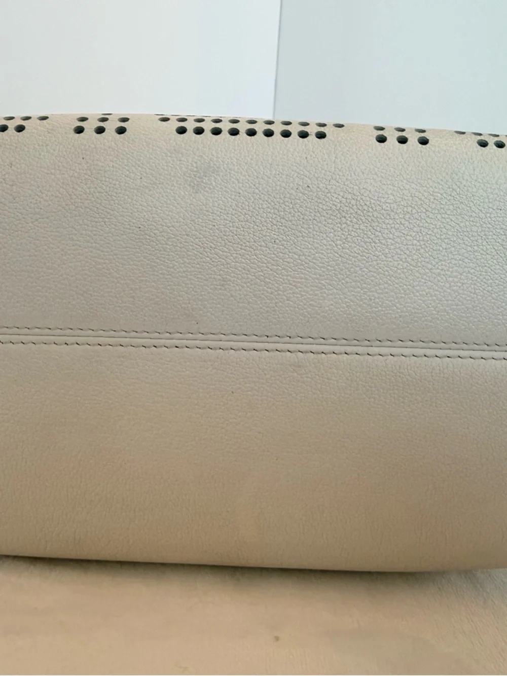 Dior Women’s White Perforated Tote Bag with Blue Interior